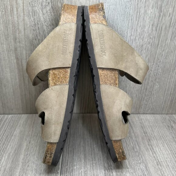 Birkenstock Franca Slide Sandal Adult Unisex L9 M7 Adjustable Strap Nubuck Beige - Picture 8 of 14